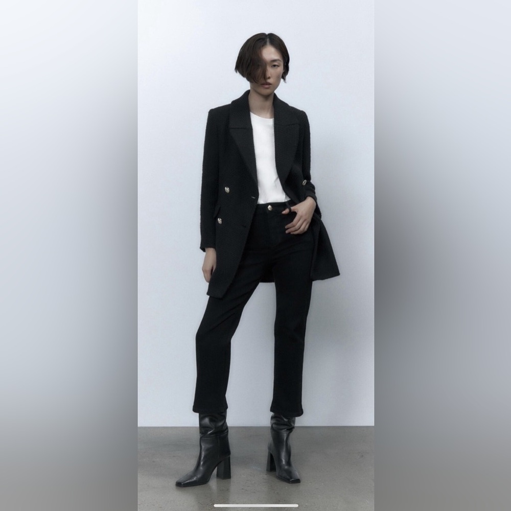 Zara Black Pea Coat for Women Size XL